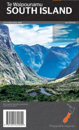South Island New Zealand Map (Te Waipounamu) by Various
