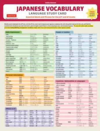 Japanese Vocabulary Language Study Card